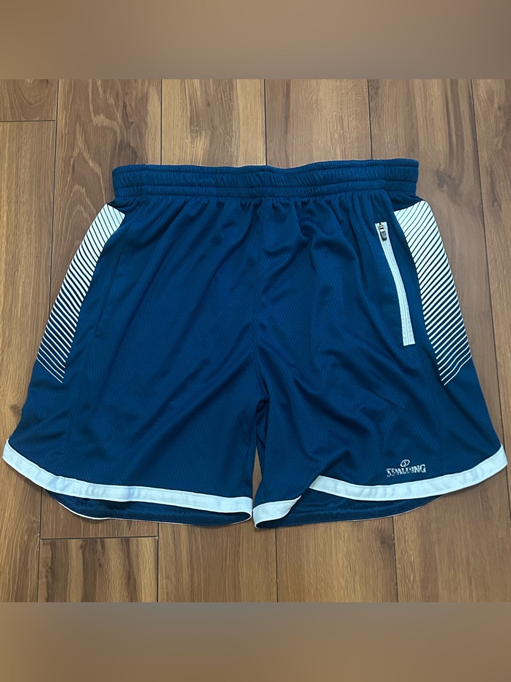 Spalding Men’s Athletic Basketball Shorts Large Blue Cotton Shorts w/Pocket